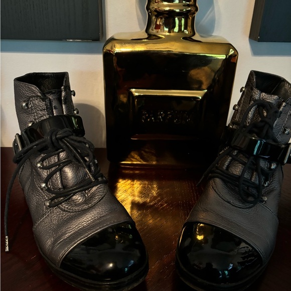 Chanel Patent Leather Cap Toe Combat Boots - Picture 10 of 10